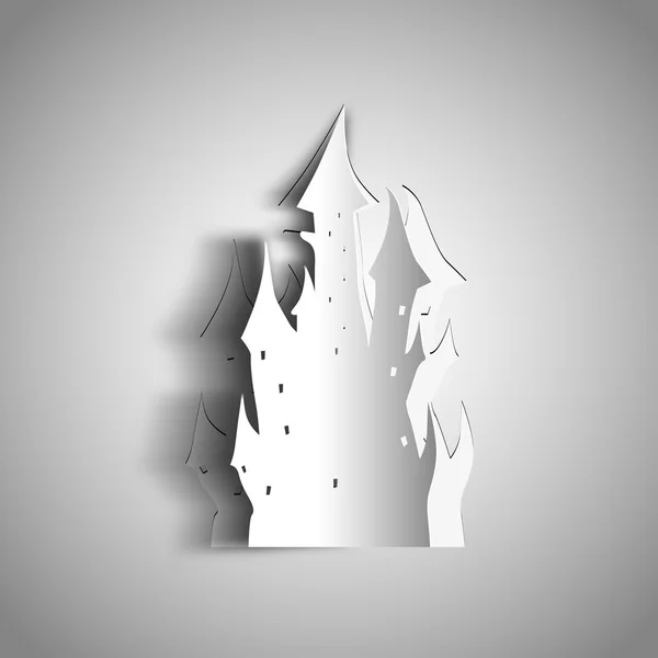 Grand château dans le style de coupe de papier — Image vectorielle