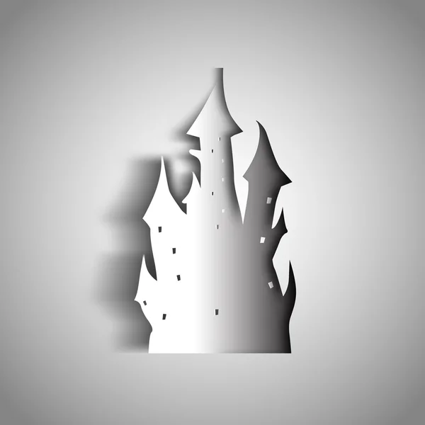 Grand château dans le style de coupe de papier — Image vectorielle
