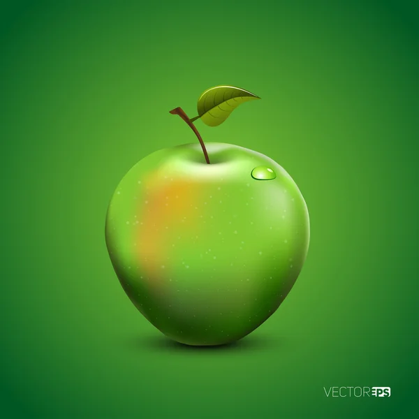 Gran manzana verde brillante — Vector de stock