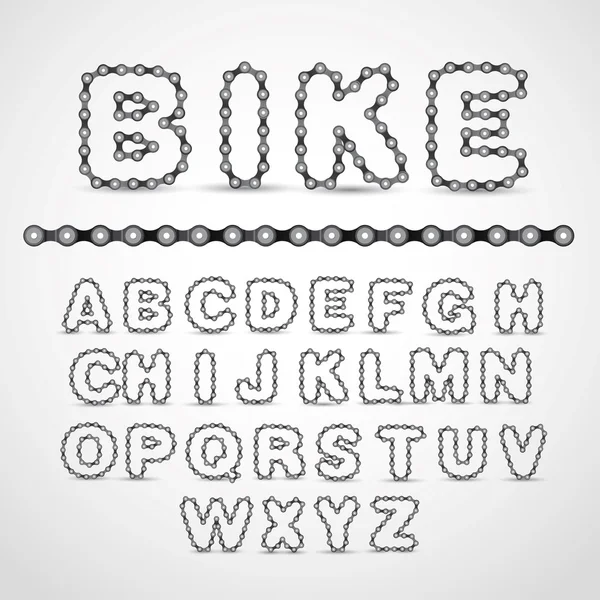 Conjunto alfabeto cadena bicicleta — Archivo Imágenes Vectoriales