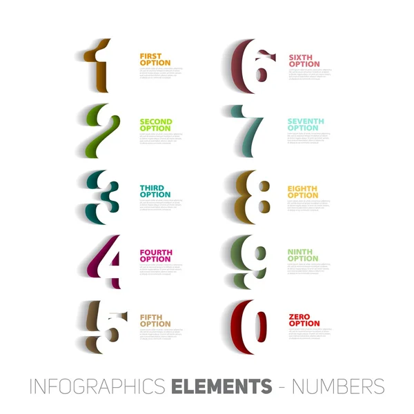 Infographics papercut numbers — Stock Vector