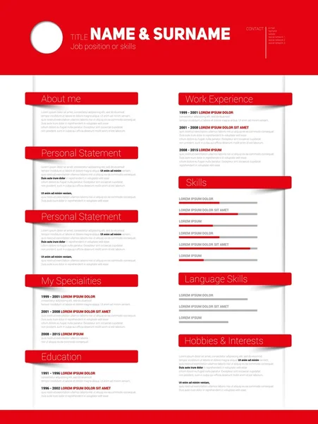 Curriculum vitae, CV-sjabloon — Stockvector