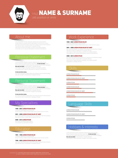 Cv, modelo de currículo — Vetor de Stock