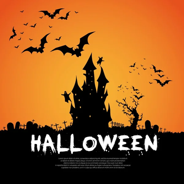 Joyeux Halloween carte avec château — Image vectorielle