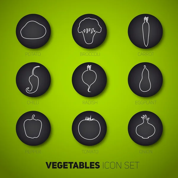 Набор овощей, пищевых икон — стоковый вектор