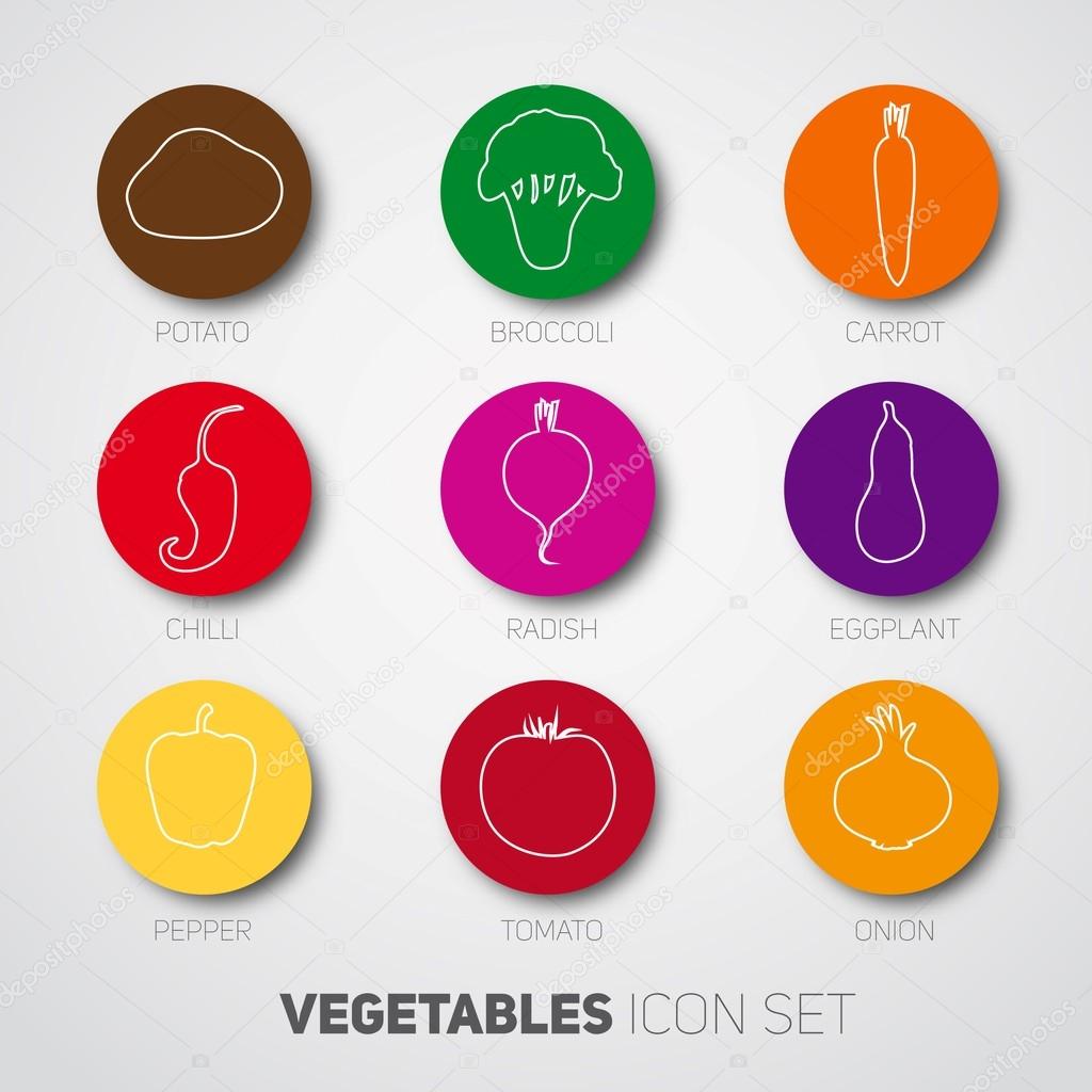 set of vegetables, food icons