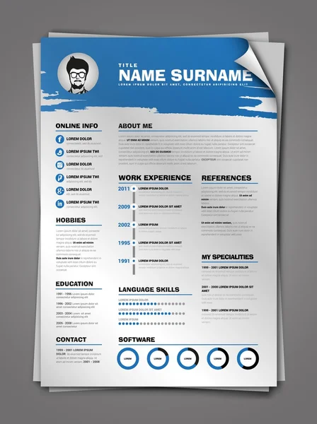 Cv, plantilla de CV de trabajo — Vector de stock