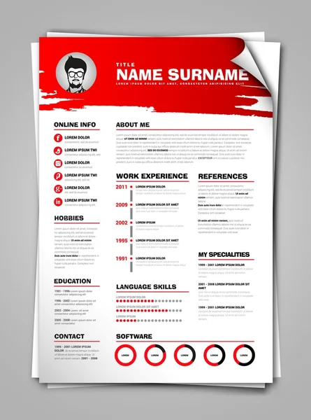 Cv, plantilla de CV de trabajo — Vector de stock