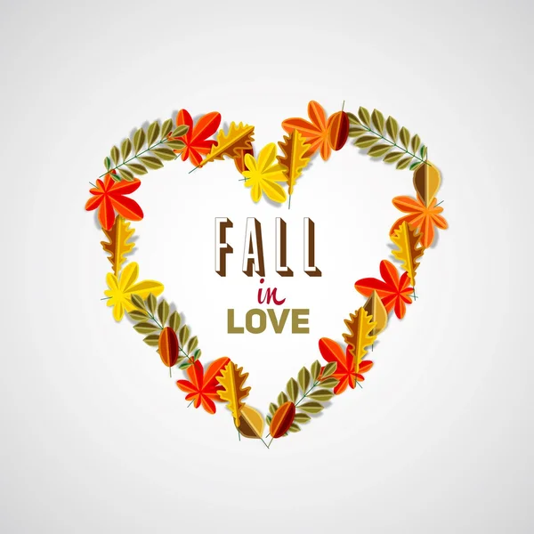 Höstens kärlek hjärtsymbol — Stock vektor