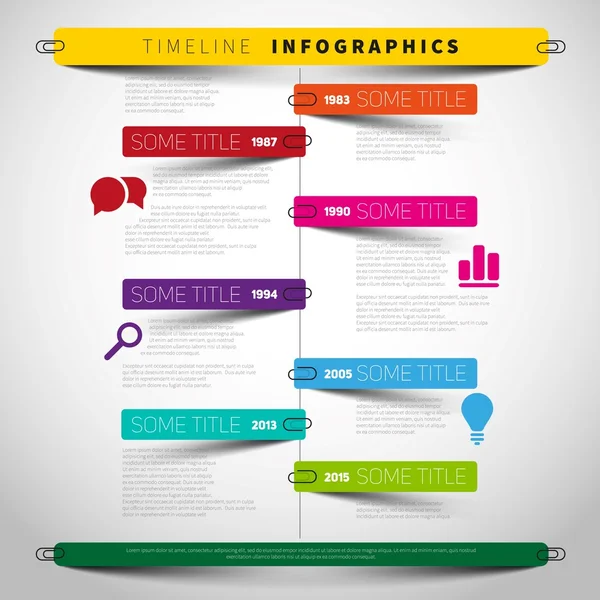 Infografías de línea de tiempo, plantilla de presentación — Vector de stock