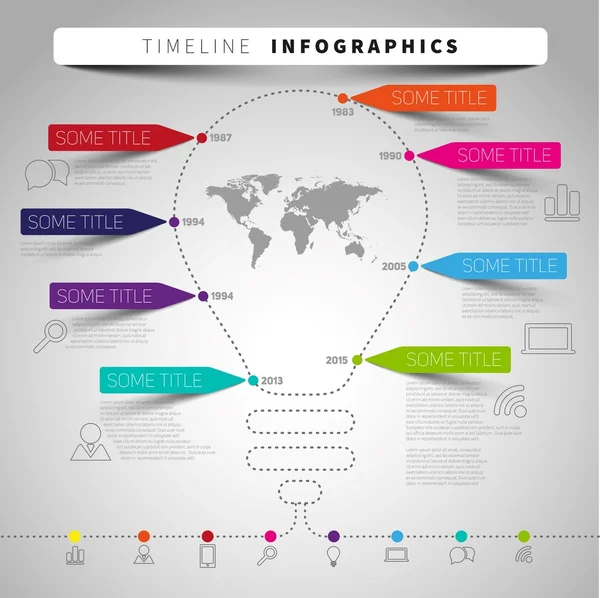 Modelo de infográfico de negócios com lâmpada — Vetor de Stock