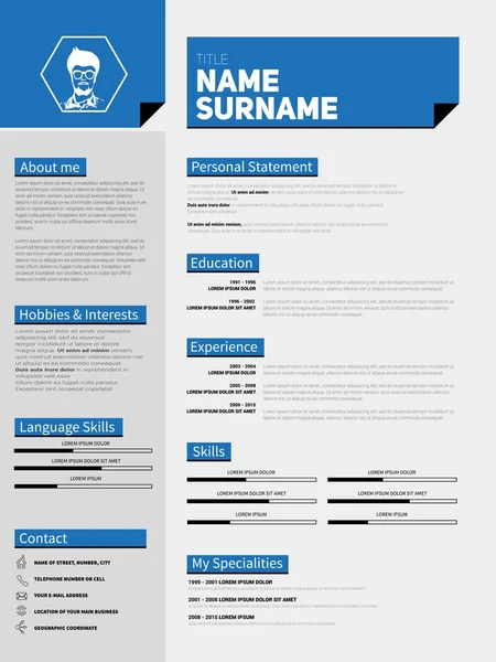 Cv, plantilla de curriculum vitae — Vector de stock