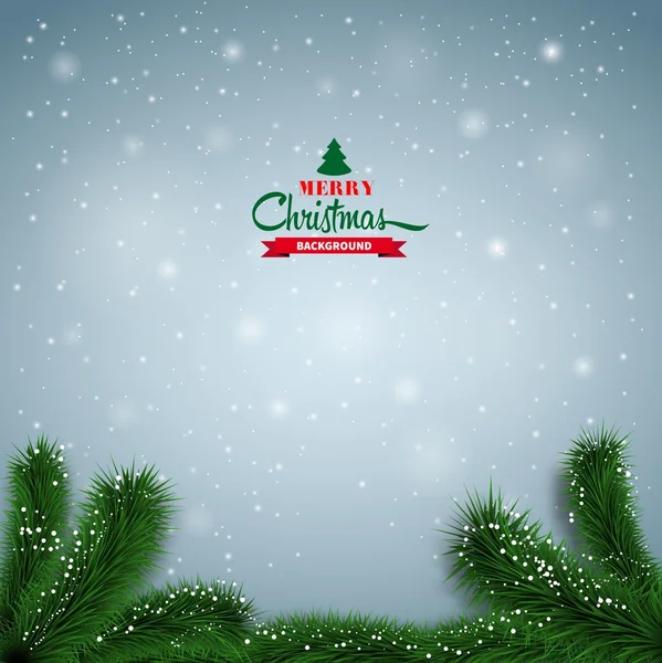 雪と枝をクリスマスの背景 — ストックベクタ