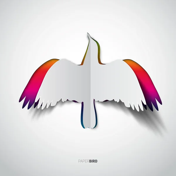 Papier vliegende vogel symbool — Stockvector