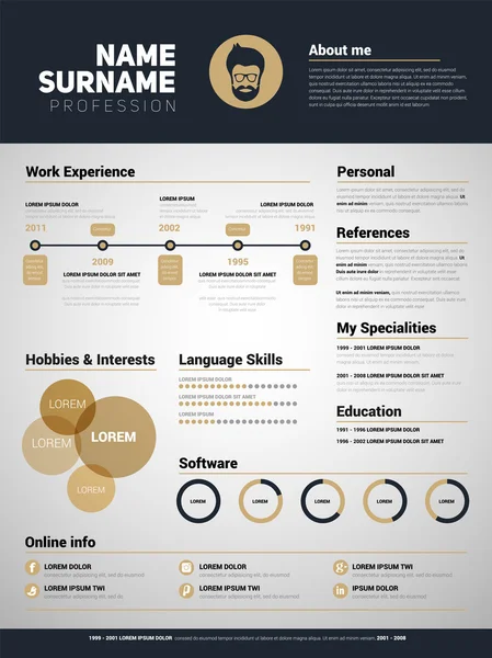 Cv, plantilla de CV de trabajo — Vector de stock