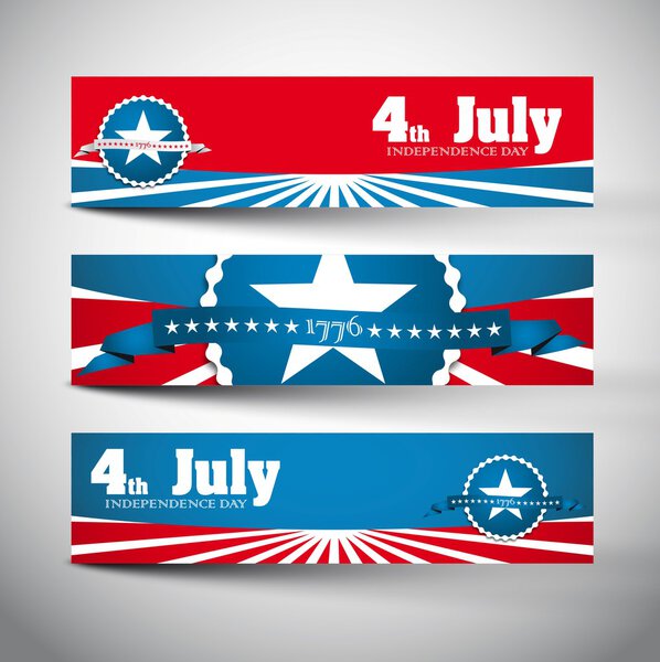 USA independence day banners set