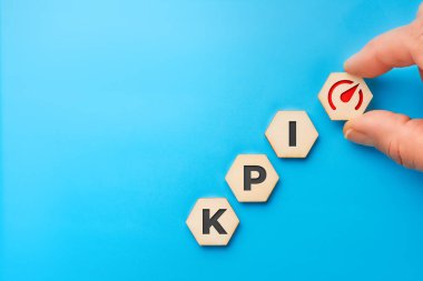 KPI performance management concept with hexagon steps
