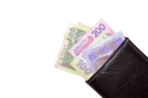Recount Pieniądze Ukraińskich Banknotów Hrywien Banknoty 500 200 100 Portfelu Obraz Stockowy