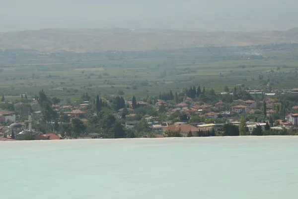 Pamukkale Deki Doğal Travertin Havuz Teraslarından Manzara Türkiye Nin Güneybatısındaki — Stok fotoğraf