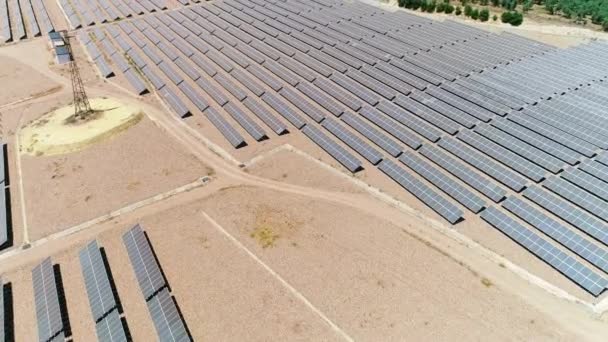 Solární Panelová Pole Solární Článek Vzdušném Zobrazení Slunečním Světlem Let — Stock video