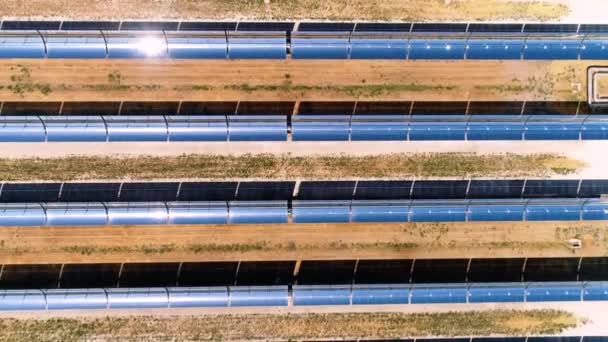 Solar Thermal Power Plant Aerial View Photovoltaic Solar Power Station — Stock Video