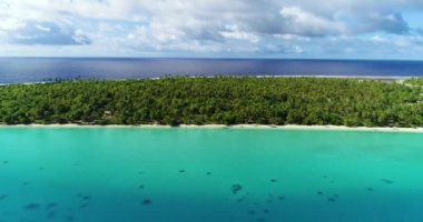 Fransız Polinezyası Tahiti Fakarava, Pasifik Okyanusu plajı.