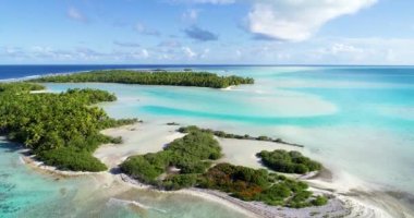 Fransız Polinezyası Tahiti Fakarava, Pasifik Okyanusu plajı.