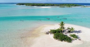 Fransız Polinezyası Tahiti Fakarava adası, mercan resifi ve Pasifik Okyanusu