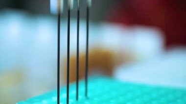 COVID-19 koronavirüs, aşı seri üretimi, yakın çekim tüpleri. COVID-19 laboratuvar araştırması, aşı geliştirme