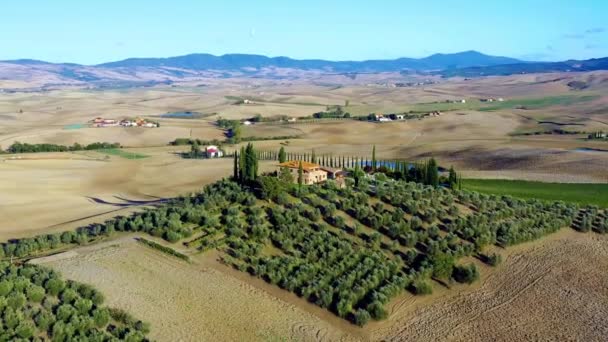 Güneşin Altındaki Muhteşem Otantik Talyan Villası Yeşil Çayırlarla Çevrili Toskana — Stok video