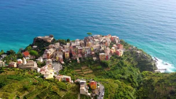 Corniglia Village Cinque Terre National Park Узбережжі Італії Провінція Спеція — стокове відео