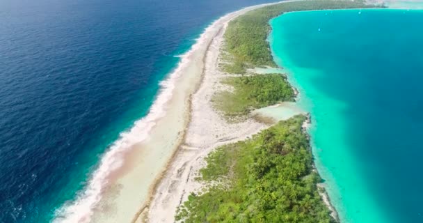 Isola Della Polinesia Francese Con Laguna Turchese Blu Isola Paradisiaca — Video Stock