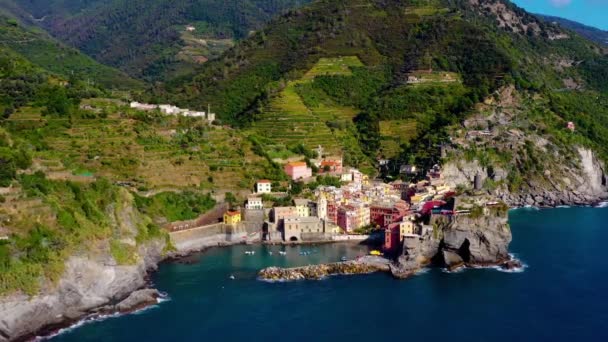 Manarola Köyü Talya Nın Cinque Terre Kıyısında Manarola Talya Nın — Stok video