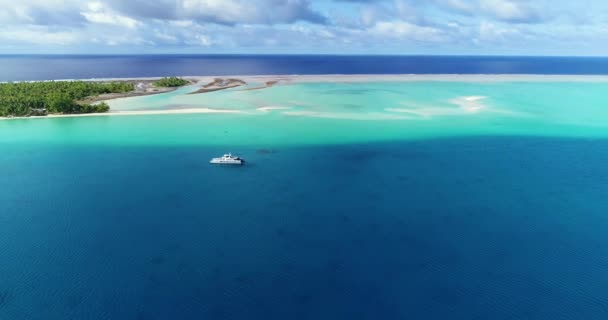 Polinesia Francesa Tahití Atolón Fakarava Famosa Laguna Azul Arrecife Coral — Vídeos de Stock