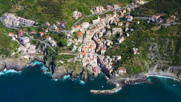Riomaggiore Köyü Spezia Talya Cinque Terre Nin Bir Köyü Yla — Stok video