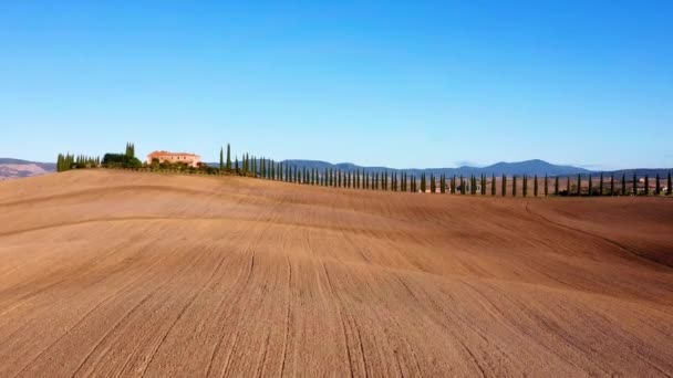 Krásná Krajina Toskánska Itálii Východ Slunce Vzdušném Pohledu — Stock video