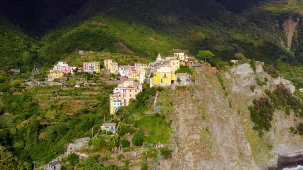 Corniglia Pueblo Del Parque Nacional Cinque Terre Costa Italia Provincia — Vídeo de stock