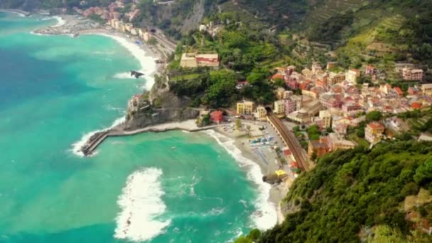 Manarola Köyü Talya Nın Cinque Terre Kıyısında Manarola Talya Nın — Stok video