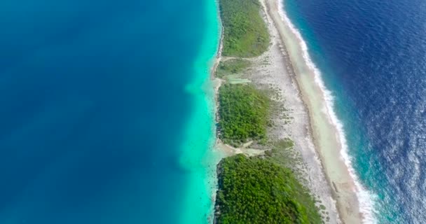 Île Dans Océan Pacifique Atoll Avec Lagune Bleue Paradise Île — Video