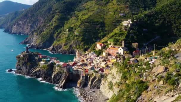 Manarola Köyü Talya Nın Cinque Terre Kıyısında Manarola Talya Nın — Stok video