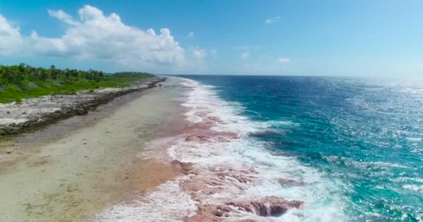 法属波利尼西亚塔希提 法卡拉瓦环礁和著名的蓝色泻湖 珊瑚礁和太平洋 — 图库视频影像