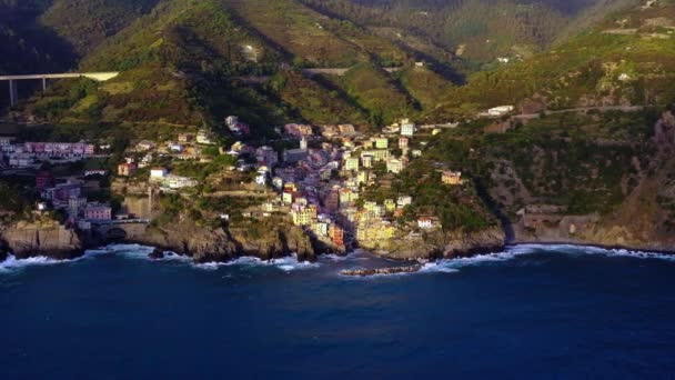 Manarola Köyü Talya Nın Cinque Terre Kıyısında Manarola Talya Nın — Stok video