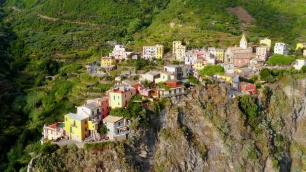 Corniglia Pueblo Del Parque Nacional Cinque Terre Costa Italia Provincia — Vídeo de stock