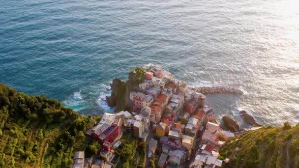 Veduta Aerea Del Borgo Manarola Costa Delle Cinque Terre Italia — Video Stock