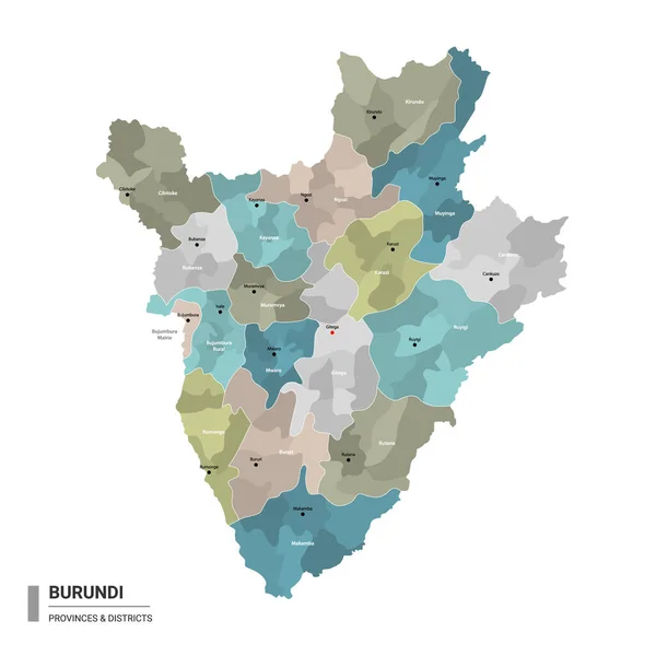 Burundi Higt Carte Détaillée Avec Subdivisions Carte Administrative Burundi Avec — Image vectorielle