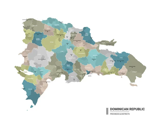 República Dominicana Higt Mapa Detallado Con Subdivisiones Mapa Administrativo República — Vector de stock