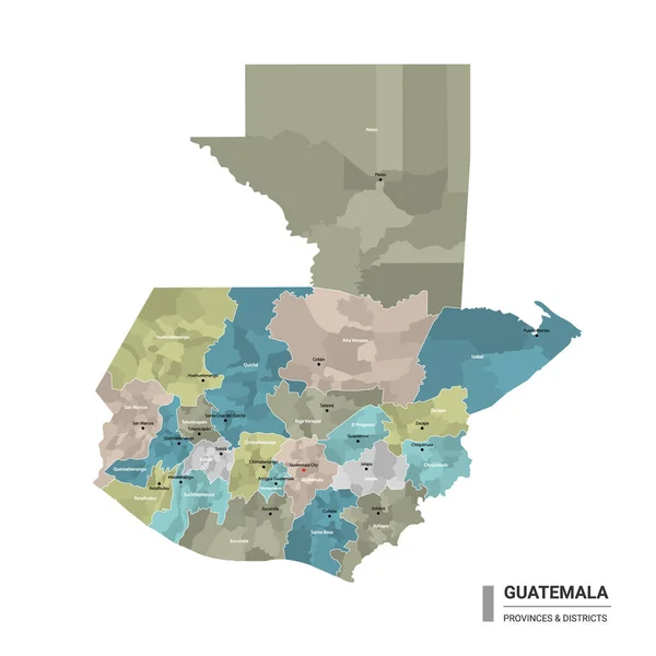 Guatemala Higt Carte Détaillée Avec Subdivisions Carte Administrative Guatemala Avec — Image vectorielle