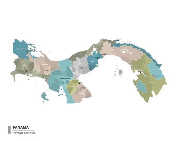 Panamá Higt Mapa Detallado Con Subdivisiones Mapa Administrativo Panamá Con — Vector de stock