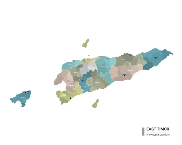 East Timor Higt Detailed Map Subdivisions Administrative Map East Timor —  Vetores de Stock