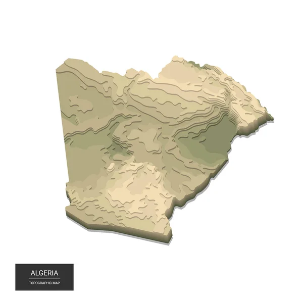 Argelia Mapa Digital Gran Altitud Mapa Topográfico Ilustración Vectorial Relieve — Vector de stock